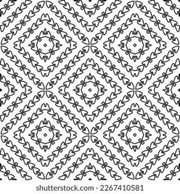  Monochrome ornamental texture with smooth linear shapes, zigzag lines, lace pattern.Abstract geometric black and white pattern for web page, textures, card, poster, fabric, textile.