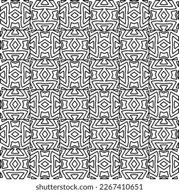  Textura ornamental monocroma con formas lineales lisas, líneas de zigzag, patrón de encaje.Resumen de patrón geométrico en blanco y negro para página web, texturas, tarjeta, afiche, tela, textil.