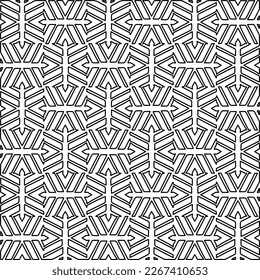  Monochrome ornamental texture with smooth linear shapes, zigzag lines, lace pattern.Abstract geometric black and white pattern for web page, textures, card, poster, fabric, textile.