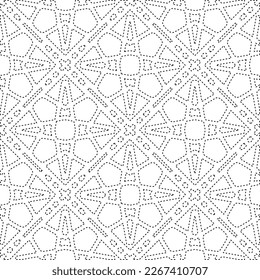  Monochrome ornamental texture with smooth linear shapes, zigzag lines, lace pattern.Abstract geometric black and white pattern for web page, textures, card, poster, fabric, textile.