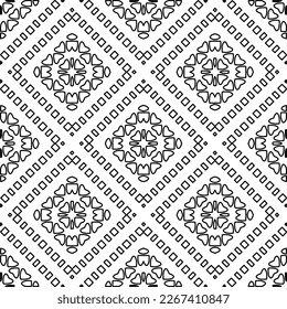  Monochrome ornamental texture with smooth linear shapes, zigzag lines, lace pattern.Abstract geometric black and white pattern for web page, textures, card, poster, fabric, textile.
