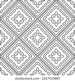  Monochrome ornamental texture with smooth linear shapes, zigzag lines, lace pattern.Abstract geometric black and white pattern for web page, textures, card, poster, fabric, textile.