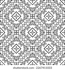  Textura ornamental monocroma con formas lineales lisas, líneas de zigzag, patrón de encaje.Resumen de patrón geométrico en blanco y negro para página web, texturas, tarjeta, afiche, tela, textil.
