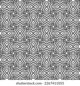  Textura ornamental monocroma con formas lineales lisas, líneas de zigzag, patrón de encaje.Resumen de patrón geométrico en blanco y negro para página web, texturas, tarjeta, afiche, tela, textil.