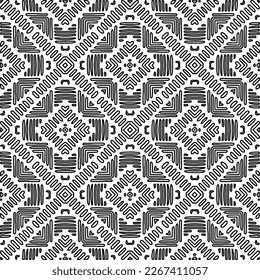  Monochrome ornamental texture with smooth linear shapes, zigzag lines, lace pattern.Abstract geometric black and white pattern for web page, textures, card, poster, fabric, textile.