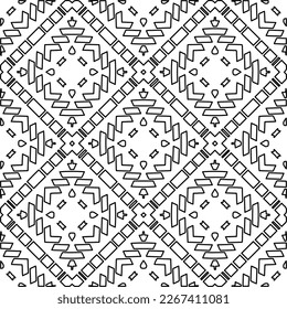  Textura ornamental monocroma con formas lineales lisas, líneas de zigzag, patrón de encaje.Resumen de patrón geométrico en blanco y negro para página web, texturas, tarjeta, afiche, tela, textil.