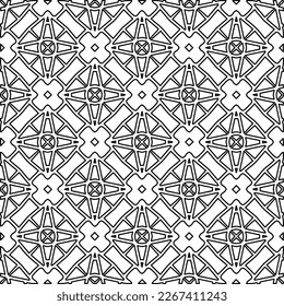  Monochrome ornamental texture with smooth linear shapes, zigzag lines, lace pattern.Abstract geometric black and white pattern for web page, textures, card, poster, fabric, textile.