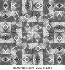  Monochrome ornamental texture with smooth linear shapes, zigzag lines, lace pattern.Abstract geometric black and white pattern for web page, textures, card, poster, fabric, textile.