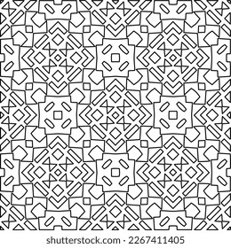  Textura ornamental monocroma con formas lineales lisas, líneas de zigzag, patrón de encaje.Resumen de patrón geométrico en blanco y negro para página web, texturas, tarjeta, afiche, tela, textil.