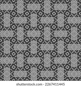  Monochrome ornamental texture with smooth linear shapes, zigzag lines, lace pattern.Abstract geometric black and white pattern for web page, textures, card, poster, fabric, textile.