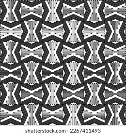  Monochrome ornamental texture with smooth linear shapes, zigzag lines, lace pattern.Abstract geometric black and white pattern for web page, textures, card, poster, fabric, textile.