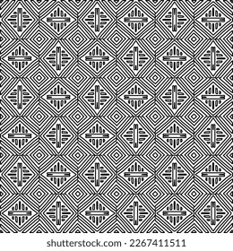 Monochrome ornamental texture with smooth linear shapes, zigzag lines, lace pattern.Abstract geometric black and white pattern for web page, textures, card, poster, fabric, textile.