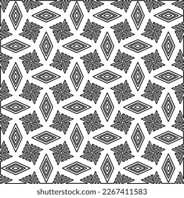  Monochrome ornamental texture with smooth linear shapes, zigzag lines, lace pattern.Abstract geometric black and white pattern for web page, textures, card, poster, fabric, textile.
