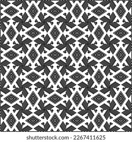  Monochrome ornamental texture with smooth linear shapes, zigzag lines, lace pattern.Abstract geometric black and white pattern for web page, textures, card, poster, fabric, textile.