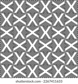  Monochrome ornamental texture with smooth linear shapes, zigzag lines, lace pattern.Abstract geometric black and white pattern for web page, textures, card, poster, fabric, textile.