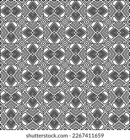  Textura ornamental monocroma con formas lineales lisas, líneas de zigzag, patrón de encaje.Resumen de patrón geométrico en blanco y negro para página web, texturas, tarjeta, afiche, tela, textil.