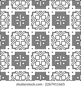  Monochrome ornamental texture with smooth linear shapes, zigzag lines, lace pattern.Abstract geometric black and white pattern for web page, textures, card, poster, fabric, textile.
