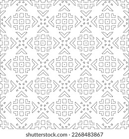  Monochrome ornamental texture with smooth linear shapes, zigzag lines, lace pattern.Abstract geometric black and white pattern for web page, textures, card, poster, fabric, textile.