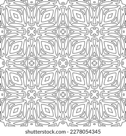  Monochrome ornamental texture with smooth linear shapes, zigzag lines, lace pattern.Abstract geometric black and white pattern for web page, textures, card, poster, fabric, textile.