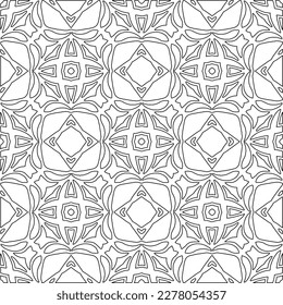  Textura ornamental monocroma con formas lineales lisas, líneas de zigzag, patrón de encaje.Resumen de patrón geométrico en blanco y negro para página web, texturas, tarjeta, afiche, tela, textil.