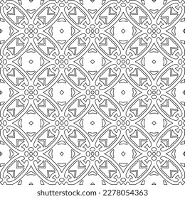  Monochrome ornamental texture with smooth linear shapes, zigzag lines, lace pattern.Abstract geometric black and white pattern for web page, textures, card, poster, fabric, textile.