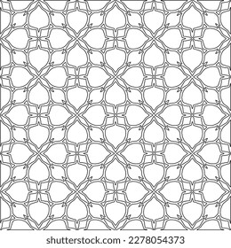  Monochrome ornamental texture with smooth linear shapes, zigzag lines, lace pattern.Abstract geometric black and white pattern for web page, textures, card, poster, fabric, textile.