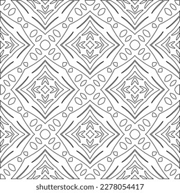  Monochrome ornamental texture with smooth linear shapes, zigzag lines, lace pattern.Abstract geometric black and white pattern for web page, textures, card, poster, fabric, textile.