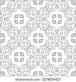  Monochrome ornamental texture with smooth linear shapes, zigzag lines, lace pattern.Abstract geometric black and white pattern for web page, textures, card, poster, fabric, textile.