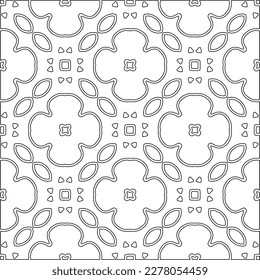  Monochrome ornamental texture with smooth linear shapes, zigzag lines, lace pattern.Abstract geometric black and white pattern for web page, textures, card, poster, fabric, textile.