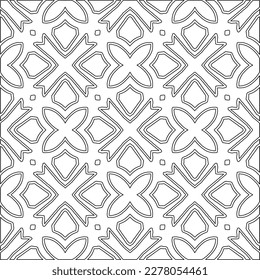  Textura ornamental monocroma con formas lineales lisas, líneas de zigzag, patrón de encaje.Resumen de patrón geométrico en blanco y negro para página web, texturas, tarjeta, afiche, tela, textil.