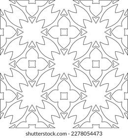  Monochrome ornamental texture with smooth linear shapes, zigzag lines, lace pattern.Abstract geometric black and white pattern for web page, textures, card, poster, fabric, textile.