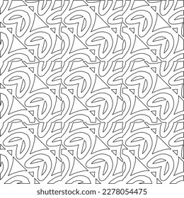  Monochrome ornamental texture with smooth linear shapes, zigzag lines, lace pattern.Abstract geometric black and white pattern for web page, textures, card, poster, fabric, textile.