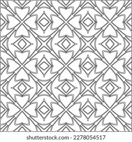  Monochrome ornamental texture with smooth linear shapes, zigzag lines, lace pattern.Abstract geometric black and white pattern for web page, textures, card, poster, fabric, textile.