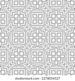  Monochrome ornamental texture with smooth linear shapes, zigzag lines, lace pattern.Abstract geometric black and white pattern for web page, textures, card, poster, fabric, textile.