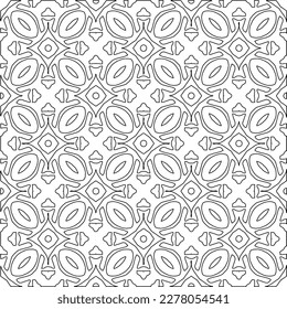  Monochrome ornamental texture with smooth linear shapes, zigzag lines, lace pattern.Abstract geometric black and white pattern for web page, textures, card, poster, fabric, textile.