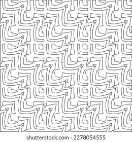  Monochrome ornamental texture with smooth linear shapes, zigzag lines, lace pattern.Abstract geometric black and white pattern for web page, textures, card, poster, fabric, textile.