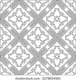  Textura ornamental monocroma con formas lineales lisas, líneas de zigzag, patrón de encaje.Resumen de patrón geométrico en blanco y negro para página web, texturas, tarjeta, afiche, tela, textil.
