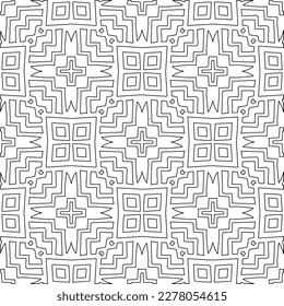  Textura ornamental monocroma con formas lineales lisas, líneas de zigzag, patrón de encaje.Resumen de patrón geométrico en blanco y negro para página web, texturas, tarjeta, afiche, tela, textil.