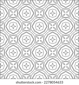  Monochrome ornamental texture with smooth linear shapes, zigzag lines, lace pattern.Abstract geometric black and white pattern for web page, textures, card, poster, fabric, textile.