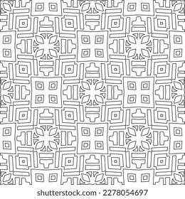  Textura ornamental monocroma con formas lineales lisas, líneas de zigzag, patrón de encaje.Resumen de patrón geométrico en blanco y negro para página web, texturas, tarjeta, afiche, tela, textil.