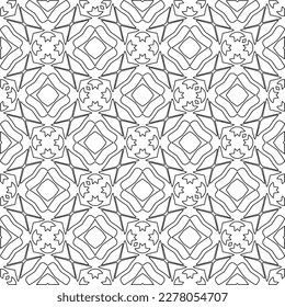  Monochrome ornamental texture with smooth linear shapes, zigzag lines, lace pattern.Abstract geometric black and white pattern for web page, textures, card, poster, fabric, textile.