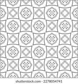  Monochrome ornamental texture with smooth linear shapes, zigzag lines, lace pattern.Abstract geometric black and white pattern for web page, textures, card, poster, fabric, textile.