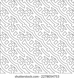  Monochrome ornamental texture with smooth linear shapes, zigzag lines, lace pattern.Abstract geometric black and white pattern for web page, textures, card, poster, fabric, textile.