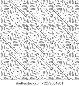  Monochrome ornamental texture with smooth linear shapes, zigzag lines, lace pattern.Abstract geometric black and white pattern for web page, textures, card, poster, fabric, textile.