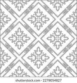  Monochrome ornamental texture with smooth linear shapes, zigzag lines, lace pattern.Abstract geometric black and white pattern for web page, textures, card, poster, fabric, textile.