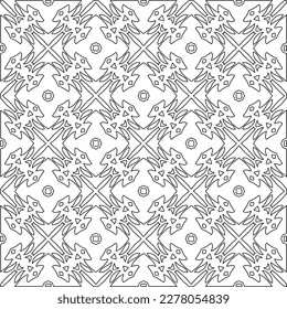  Monochrome ornamental texture with smooth linear shapes, zigzag lines, lace pattern.Abstract geometric black and white pattern for web page, textures, card, poster, fabric, textile.