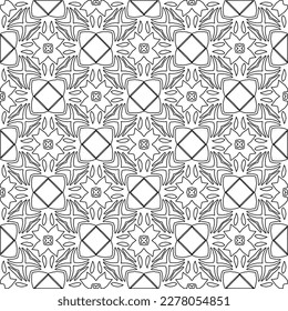  Monochrome ornamental texture with smooth linear shapes, zigzag lines, lace pattern.Abstract geometric black and white pattern for web page, textures, card, poster, fabric, textile.