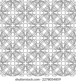  Monochrome ornamental texture with smooth linear shapes, zigzag lines, lace pattern.Abstract geometric black and white pattern for web page, textures, card, poster, fabric, textile.