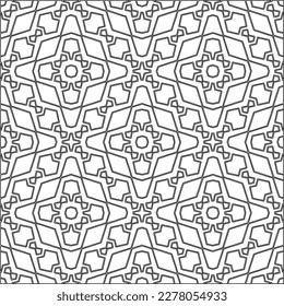  Textura ornamental monocroma con formas lineales lisas, líneas de zigzag, patrón de encaje.Resumen de patrón geométrico en blanco y negro para página web, texturas, tarjeta, afiche, tela, textil.