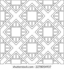  Monochrome ornamental texture with smooth linear shapes, zigzag lines, lace pattern.Abstract geometric black and white pattern for web page, textures, card, poster, fabric, textile.